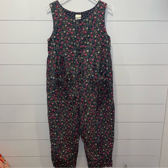 Laura Ashley Mother & Child Floral Corduroy Romper Jumpsuit Adult Size Large - Picture 1 of 9